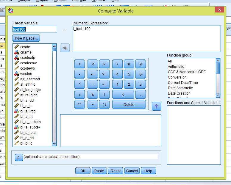 Bild 5. Hur man gör en ny bränsleexportvariabel för att få fram konfidensintervall när bränsleexporten är 100 procent.